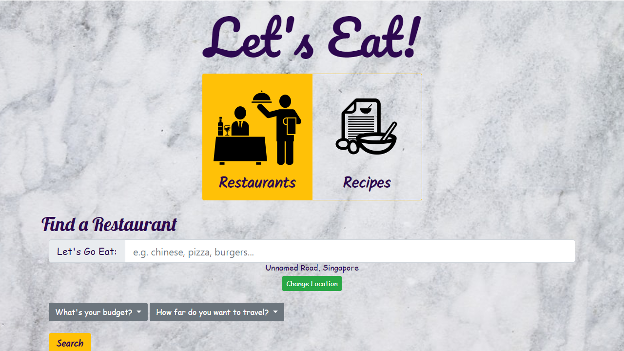 Let's Eat 'resturant/recipe finder'